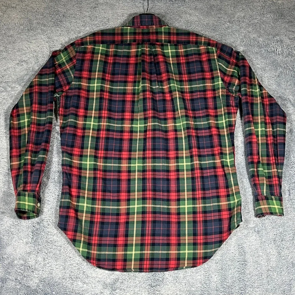 Ralph Lauren Mens Classic Fit Plaid Button‎ Down Shirt Red Green Blue Medium
